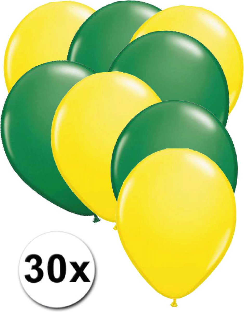 Ballonnen Geel & Groen 30 stuks 27 cm